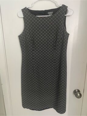 Ann Taylor Black and White Geometric Sheath Dress